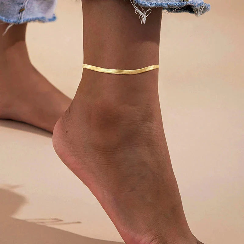 Snake Chain Anklet for Women Girls Adjustable Summer Beach Chain Anklet Bracelet Mother'S Day Gifts Stainless Steel Not Allergic