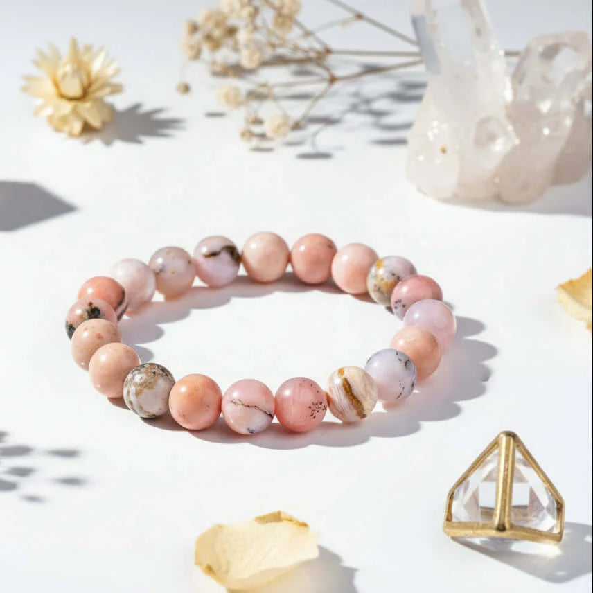 Peruvian Pink Opal Healing Bracelet the Peruvian Pink Opal Bracelet