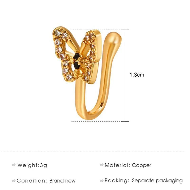 Personalized U-Shaped Diamond-Studded Butterfly European and American Non-Hole Nose Clip