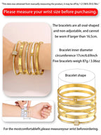 Elegant Stainless Steel Bangle Set, Trendy Stack Bangle, 5-Piece Fashionable Bracelet Classic Design, Stacked Design Bracelets, Perfect for Daily Wear & Special Occasions