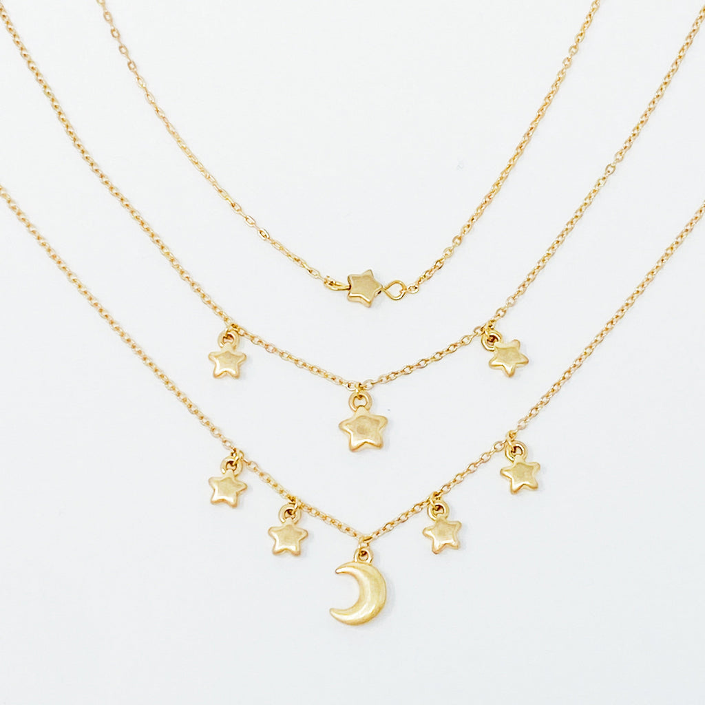 Starred up Chain Anklet, Set of 3