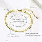 Snake Chain Anklet for Women Girls Adjustable Summer Beach Chain Anklet Bracelet Mother'S Day Gifts Stainless Steel Not Allergic
