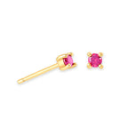 Birthstone Stud Earrings for Women — 925 Sterling Silver, 18K Gold Plated, Mini CZ