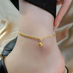 Double Layer Anklet for Women — 18K Gold Plated, Layered Chain, Tarnish-Free