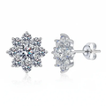 1CT Moissanite Snowflake Sunflower Earrings 925 Silver – Cute Star Floral Studs Gift for Women