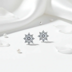 1CT Moissanite Snowflake Sunflower Earrings 925 Silver – Cute Star Floral Studs Gift for Women
