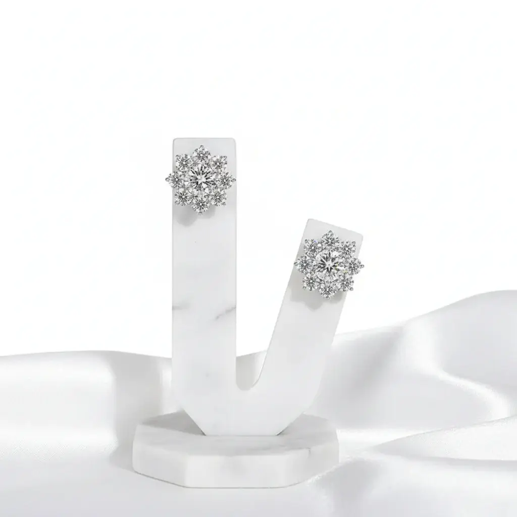 1CT Moissanite Snowflake Sunflower Earrings 925 Silver – Cute Star Floral Studs Gift for Women