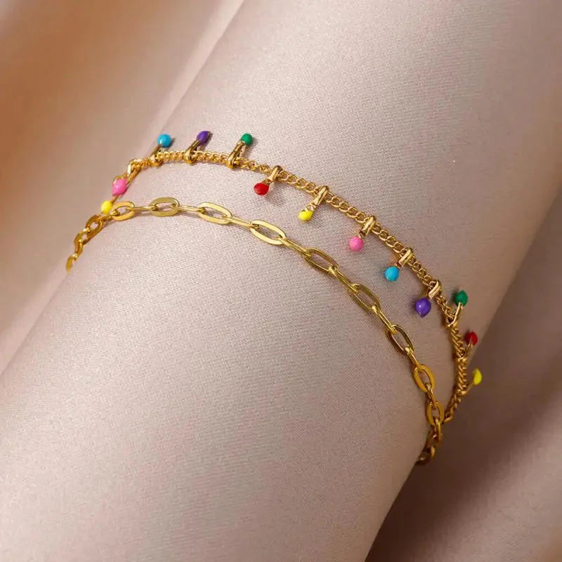 Anklets for Women Summer Beach Accessories Stainless Steel Imitation Pearl Chain Anklet Gold Color Leg Bracelets Bodychain Gifts