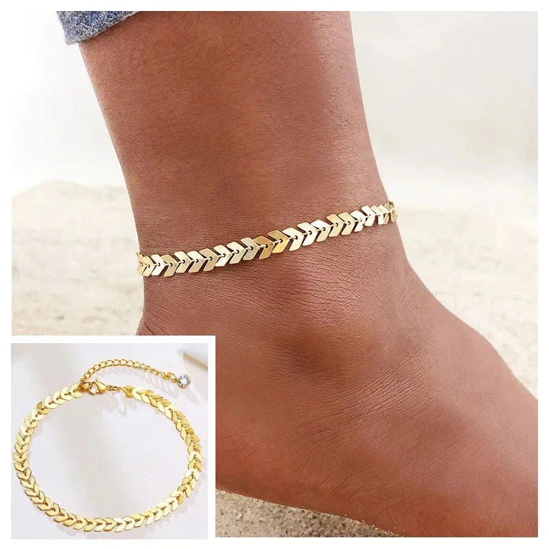 Snake Chain Anklet for Women Girls Adjustable Summer Beach Chain Anklet Bracelet Mother'S Day Gifts Stainless Steel Not Allergic