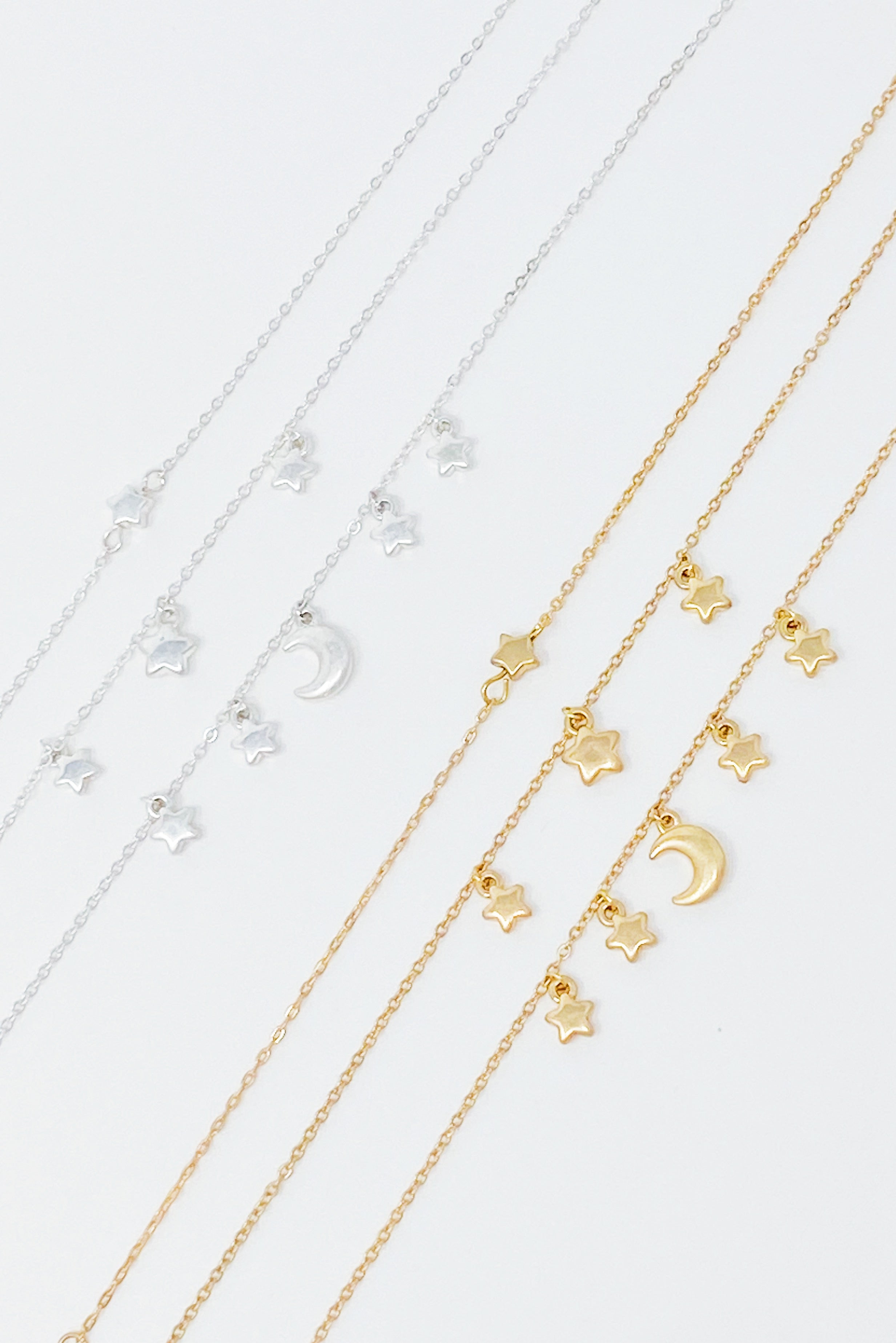 Starred up Chain Anklet, Set of 3