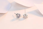 Crown Stud Earrings for Women — 1 Carat CZ, 925 Sterling Silver, Rhodium Plated