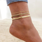 Snake Chain Anklet for Women Girls Adjustable Summer Beach Chain Anklet Bracelet Mother'S Day Gifts Stainless Steel Not Allergic