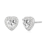 EAMTI 925 Sterling Silver Stud Earrings for Women Emerald Hear Cut Cubic Zirconia CZ Stud Earrings Hypoallergenic