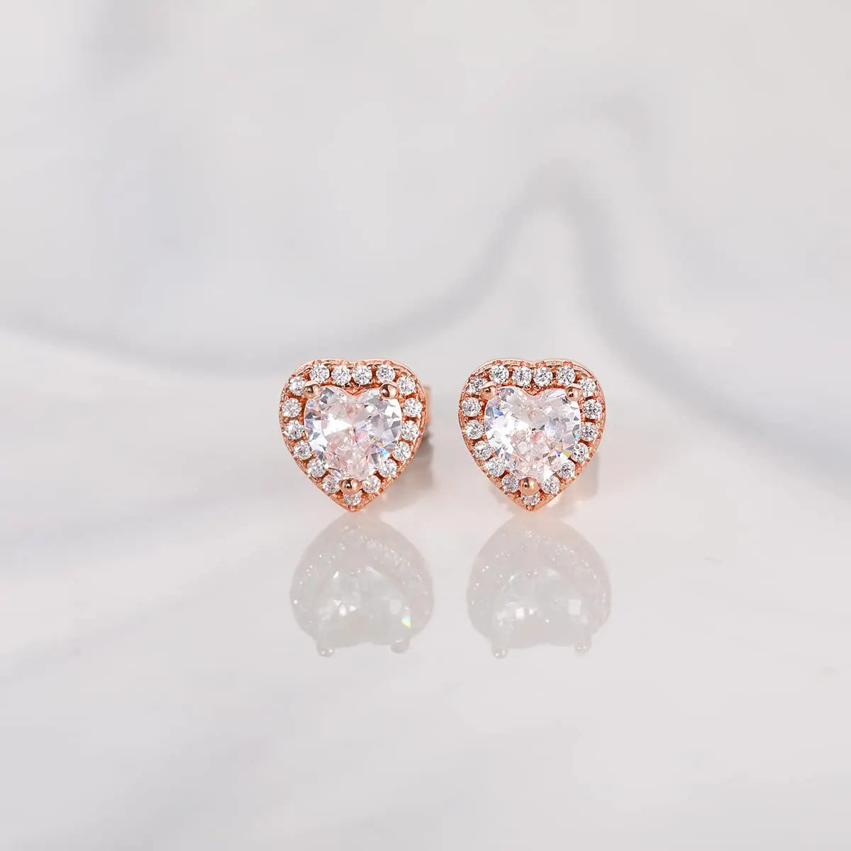 EAMTI 925 Sterling Silver Stud Earrings for Women Emerald Hear Cut Cubic Zirconia CZ Stud Earrings Hypoallergenic