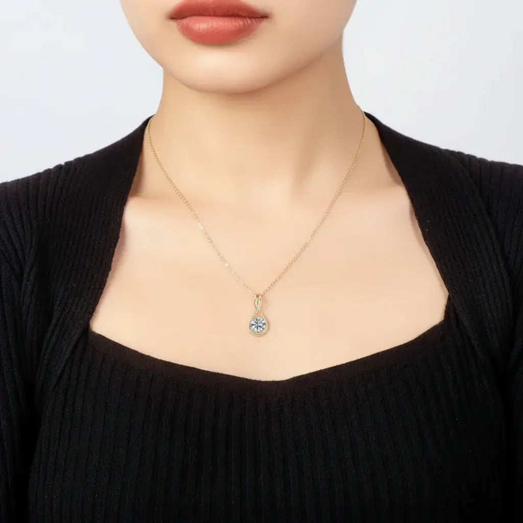 18K Gold Plated Moissanite Pendant Necklace Classic Pendant Necklace