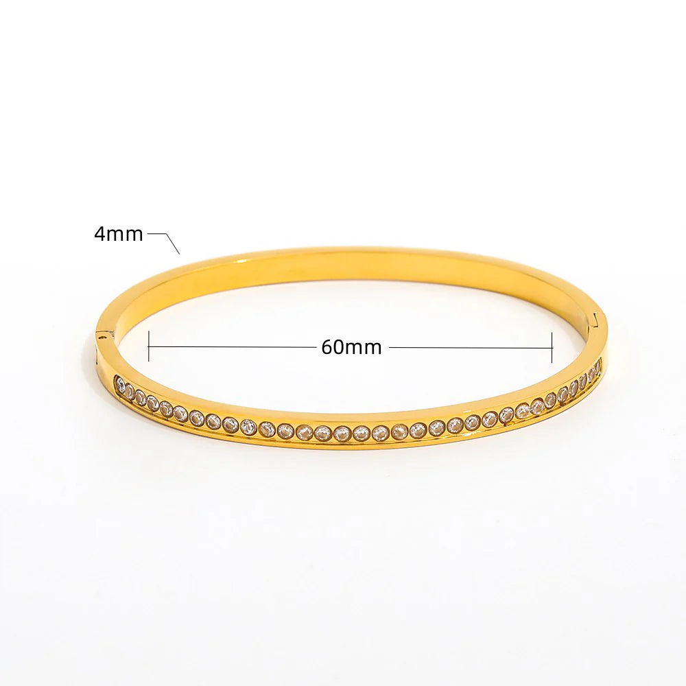 CZ Bangle Bracelet for Women — 925 Sterling Silver, Gold or Silver Plated, CZ Stones