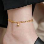 Double Layer Anklet for Women — 18K Gold Plated, Layered Chain, Tarnish-Free