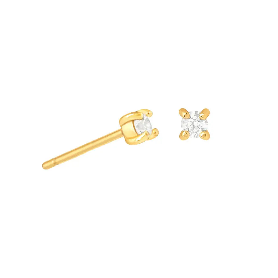Birthstone Stud Earrings for Women — 925 Sterling Silver, 18K Gold Plated, Mini CZ
