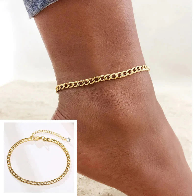 Snake Chain Anklet for Women Girls Adjustable Summer Beach Chain Anklet Bracelet Mother'S Day Gifts Stainless Steel Not Allergic