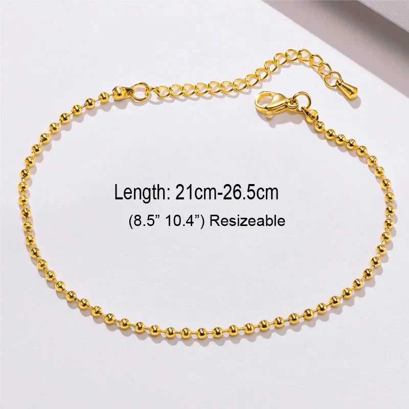 Snake Chain Anklet for Women Girls Adjustable Summer Beach Chain Anklet Bracelet Mother'S Day Gifts Stainless Steel Not Allergic