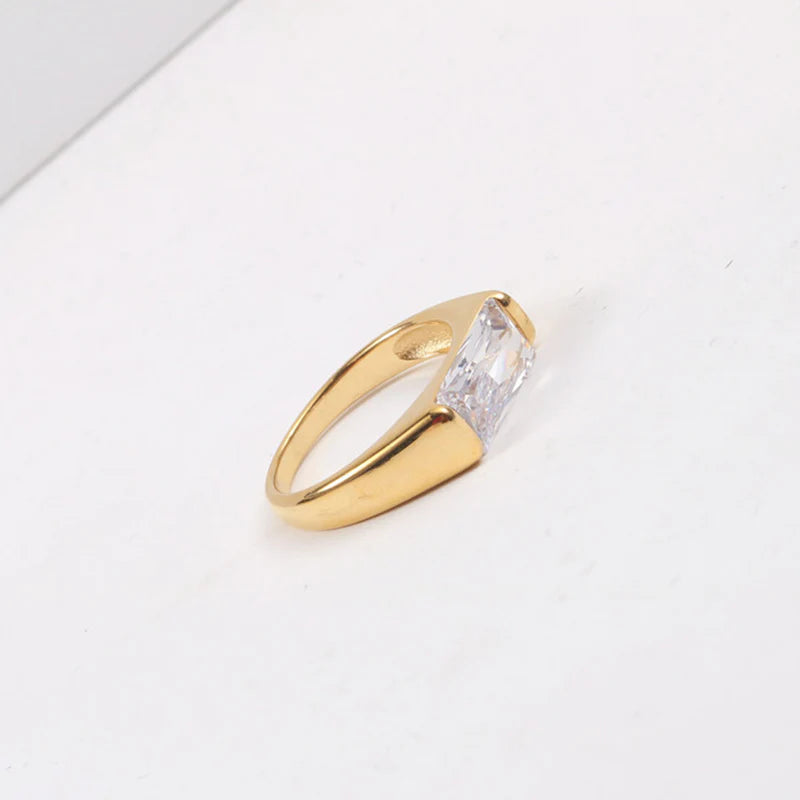18K Gold Plated Ring for Women — Tarnish-Resistant CZ Statement Ring