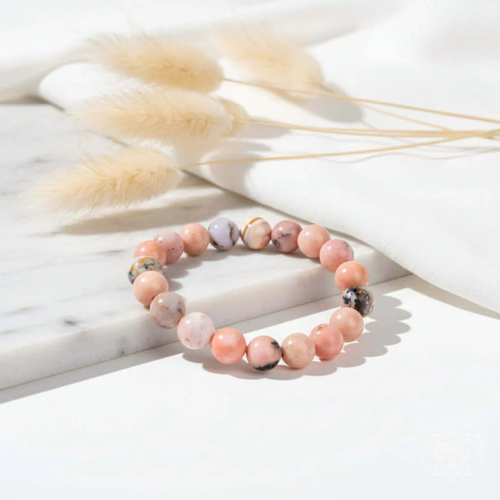 Peruvian Pink Opal Healing Bracelet the Peruvian Pink Opal Bracelet