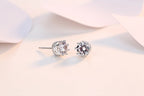 Crown Stud Earrings for Women — 1 Carat CZ, 925 Sterling Silver, Rhodium Plated