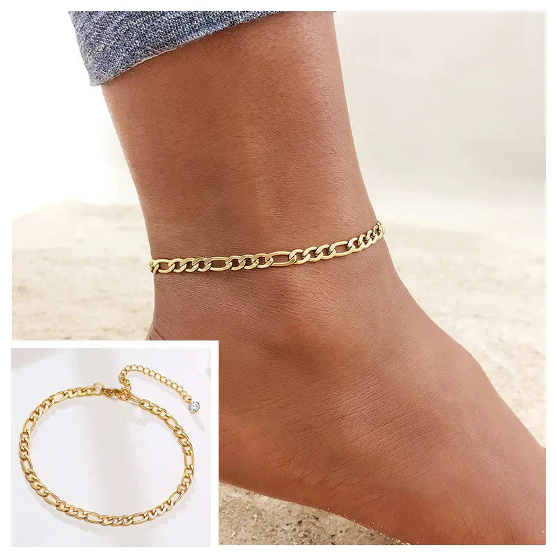 Snake Chain Anklet for Women Girls Adjustable Summer Beach Chain Anklet Bracelet Mother'S Day Gifts Stainless Steel Not Allergic