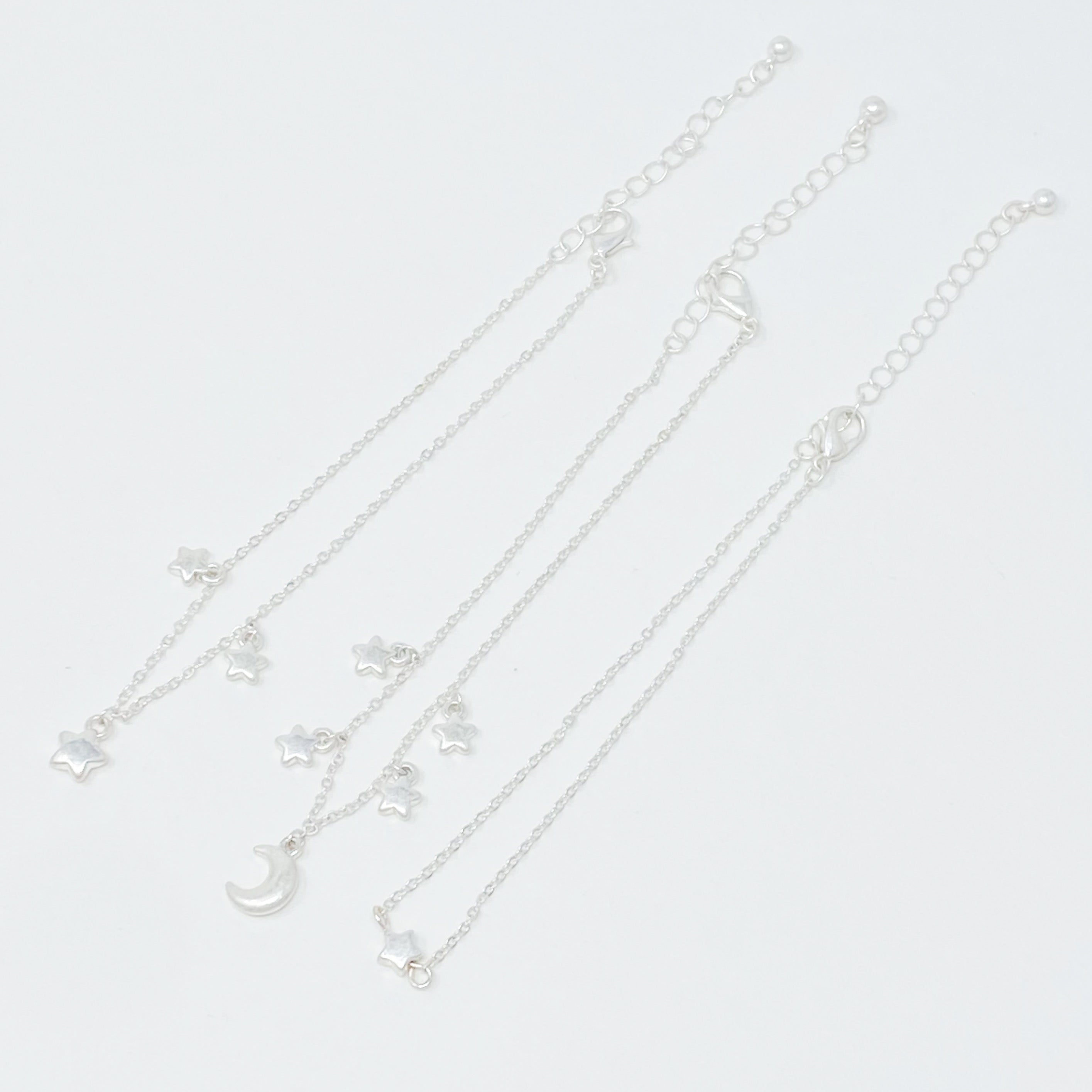 Starred up Chain Anklet, Set of 3