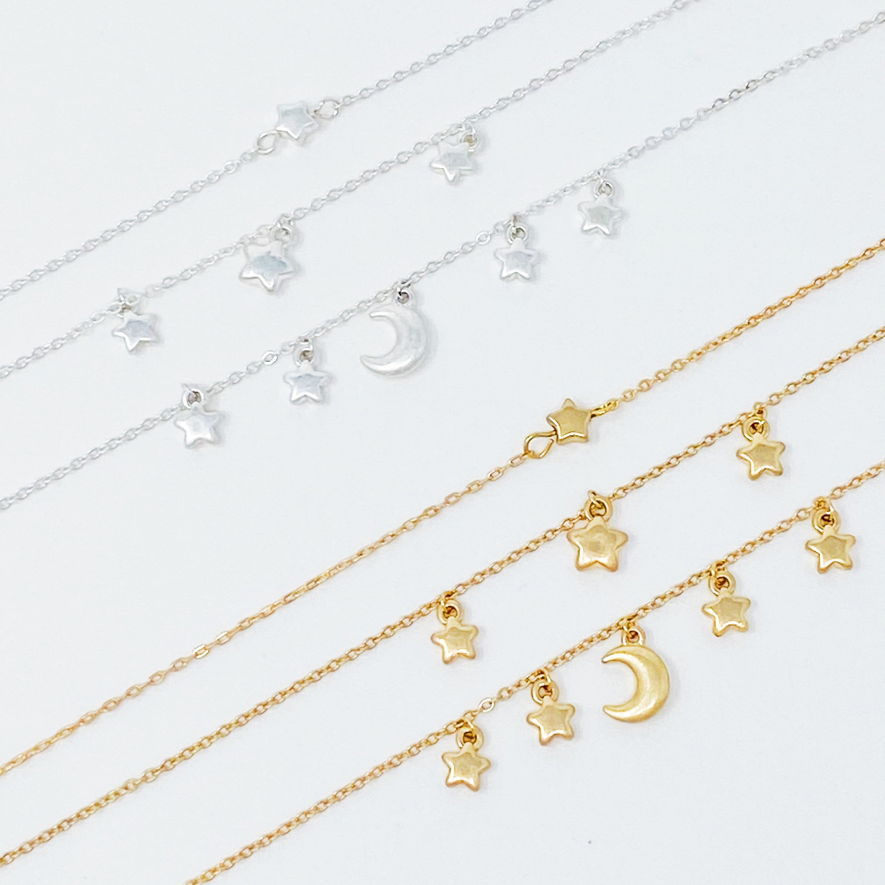 Starred up Chain Anklet, Set of 3