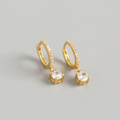 Drop Huggie Hoop Earrings for Women — 18K Gold Plated, 925 Sterling Silver