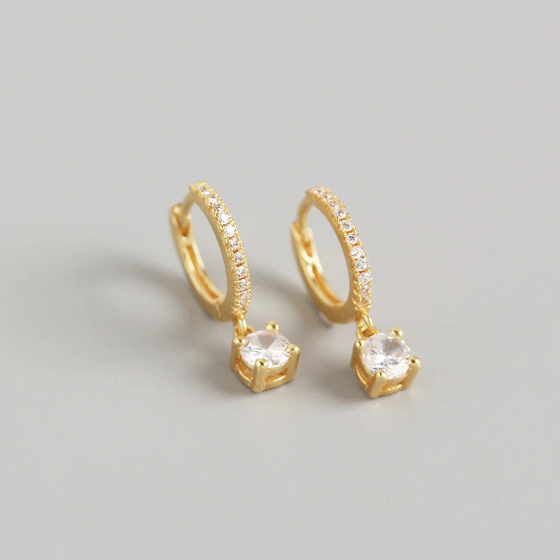 Drop Huggie Hoop Earrings for Women — 18K Gold Plated, 925 Sterling Silver