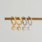 Drop Huggie Hoop Earrings for Women — 18K Gold Plated, 925 Sterling Silver