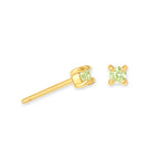 Birthstone Stud Earrings for Women — 925 Sterling Silver, 18K Gold Plated, Mini CZ