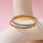 CZ Bangle Bracelet for Women — 925 Sterling Silver, Gold or Silver Plated, CZ Stones