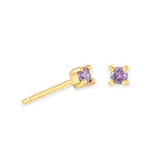 Birthstone Stud Earrings for Women — 925 Sterling Silver, 18K Gold Plated, Mini CZ