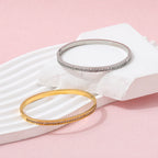 CZ Bangle Bracelet for Women — 925 Sterling Silver, Gold or Silver Plated, CZ Stones