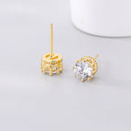 Crown Stud Earrings for Women — 1 Carat CZ, 925 Sterling Silver, 18K Gold Plated