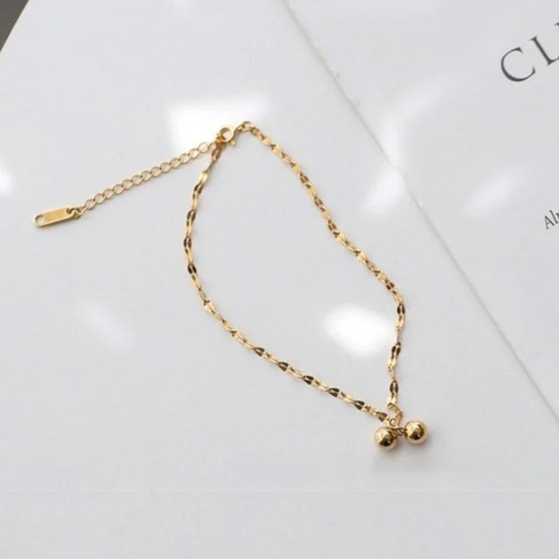 Ball Pendant Anklet for Women — 18K Gold Plated, Waterproof Beach Anklet