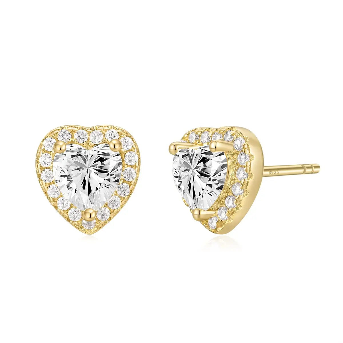 EAMTI 925 Sterling Silver Stud Earrings for Women Emerald Hear Cut Cubic Zirconia CZ Stud Earrings Hypoallergenic
