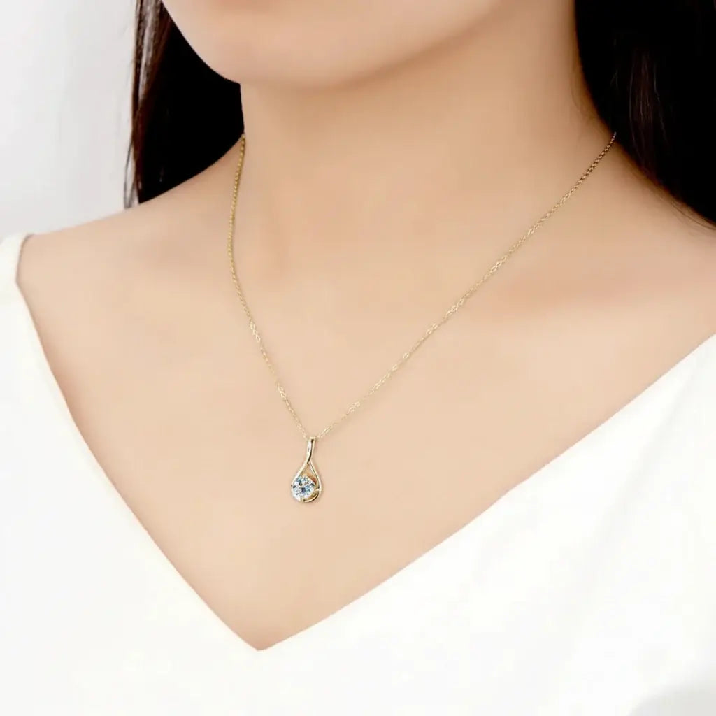 18K Gold Plated Moissanite Pendant Necklace Classic Pendant Necklace