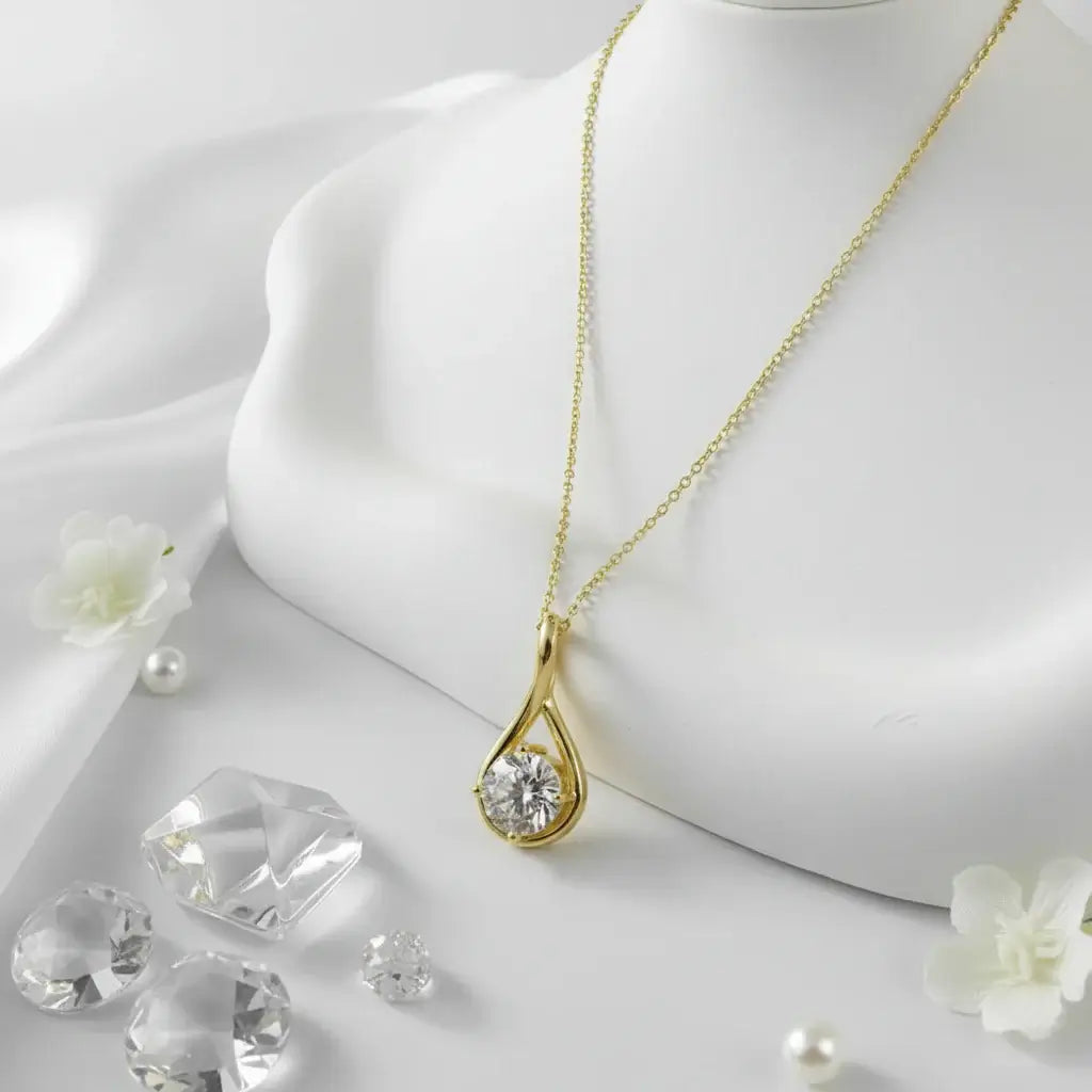 18K Gold Plated Moissanite Pendant Necklace Classic Pendant Necklace