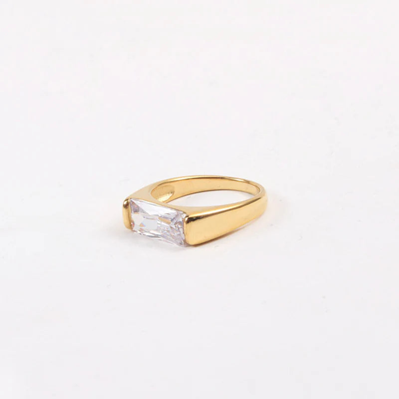 18K Gold Plated Ring for Women — Tarnish-Resistant CZ Statement Ring